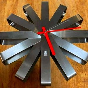 Umbra stainless steel, modern, 12" clock